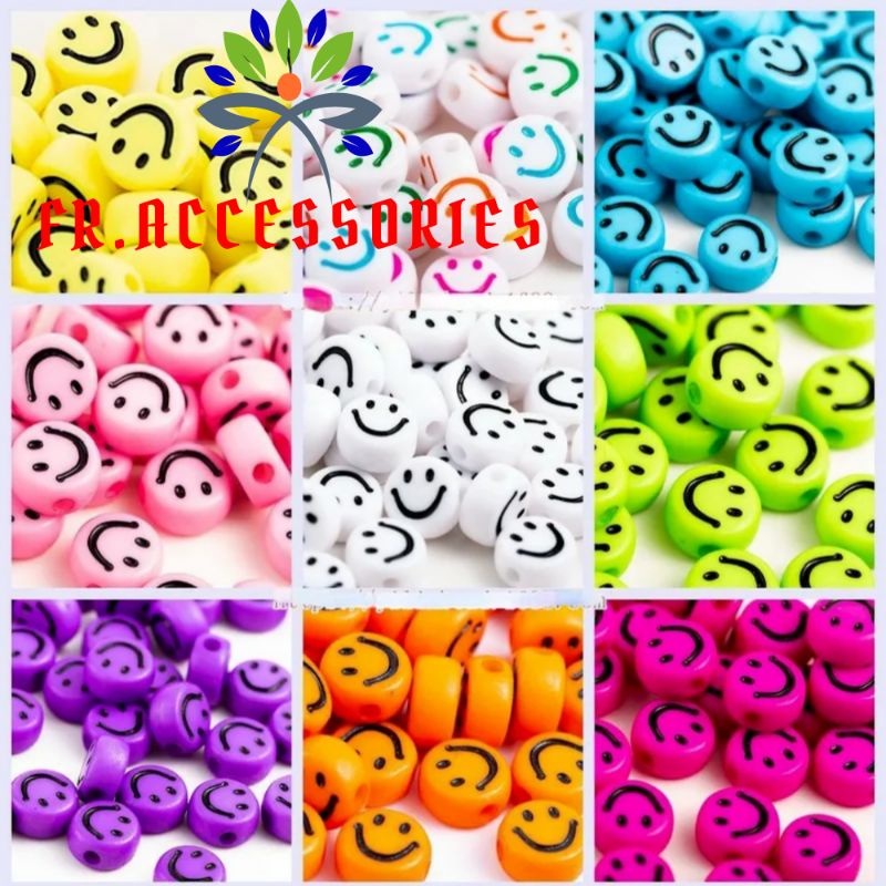 (35pcs)MANIK- MANIK SMILE 10MM MOTE EMOTICON MOTE Senyum