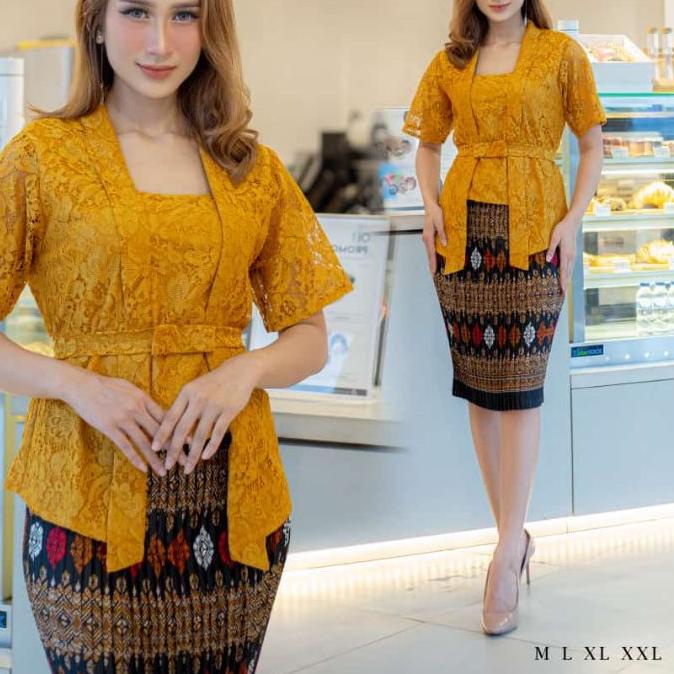 ❋ setelan kebaya kutu baru lengan pendek/kebaya brokat pendek/kebaya modern ♥