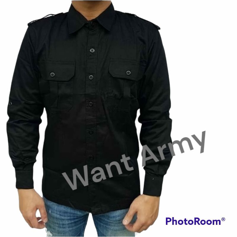 Kemeja pdl hitam/kemeja lapangan/baju pdl/kemeja tactical grosir/Kemeja hitam pdl