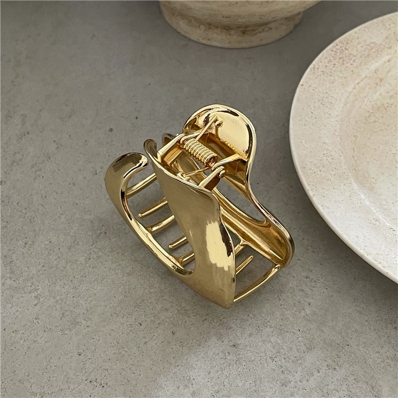 Klip Desain Frosty Style Sense Geometric Dish Hair Metal Hiu Untuk Wemen