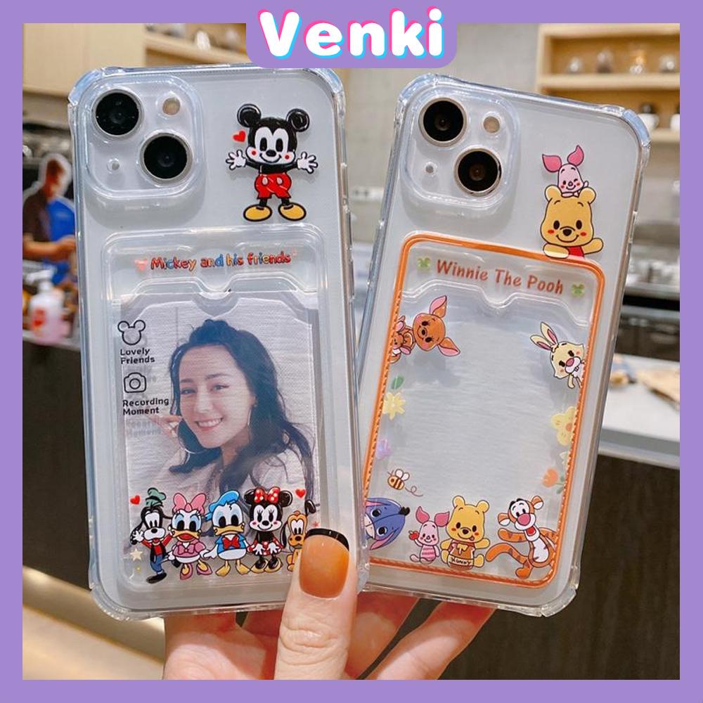 For iPhone 14 Pro Max Card Holder Case Clear Card Storage Back Cover Cute Cartoon Camera Protection Shockproof For iPhone 14 13 12 11 Plus Pro Max 7 Plus X XR