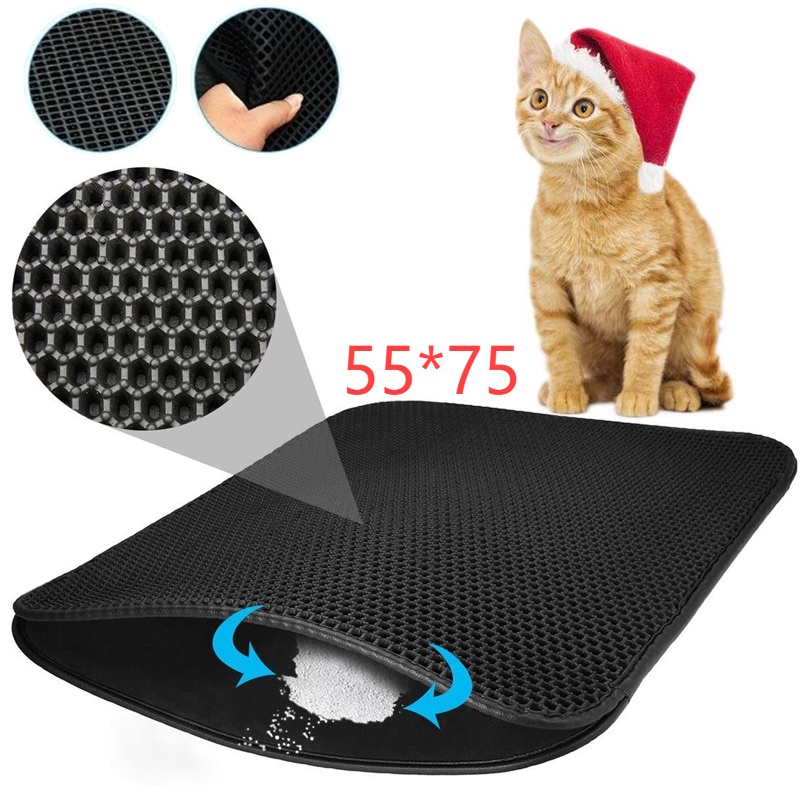 Keset Pasir Kucing Double-Layer Cat Litter Box Mat Trapper EVA Pad Pet Foam Rubber RugKeset Pasir Kucing