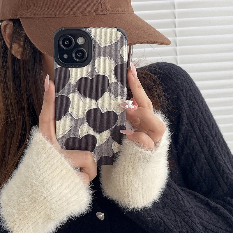 IPHONE Soft Case Perlindungan Butir Vertikal Untuk Iphone14 13 12 11 Pro MAX X XR XS Max7 8 Plus Motif love Hati Anti-drop
