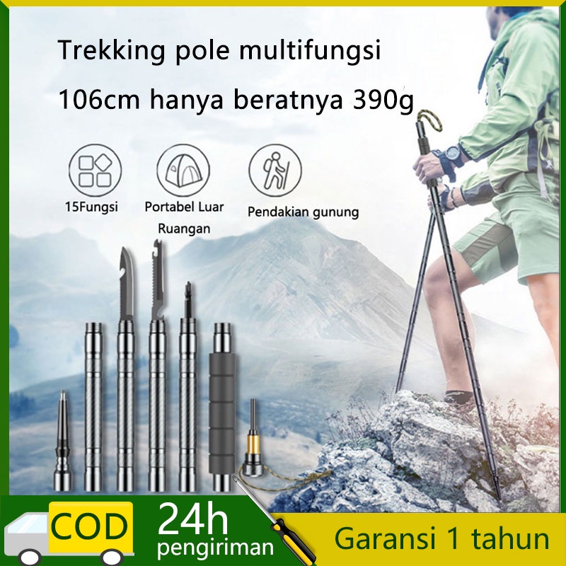 Tiang trekking multifungsi tongkat jalan lipat ultra-ringan outdoor adventure camping hiking