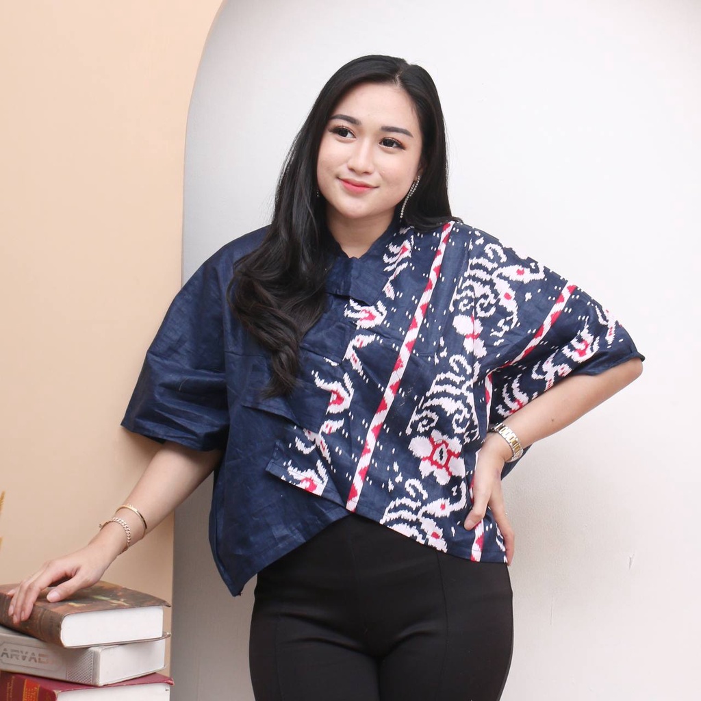 CROP TOP ETNIK BATIK MODEL OVER SIZE ATASAN TENUN BLUS KANTOR ATASAN SONGKET MAFIA BATIK OUTER TENUN DEBBY STORE