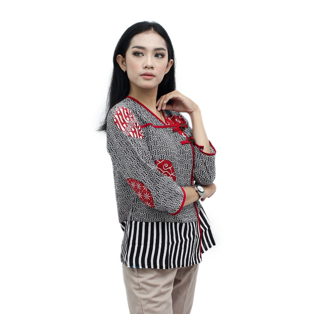 Boluse Batik WAnita - Atasan Batik - Blus Batik - Warna Merah Putih - Batik Wanita -S-M-L-XL-XXL-3L-