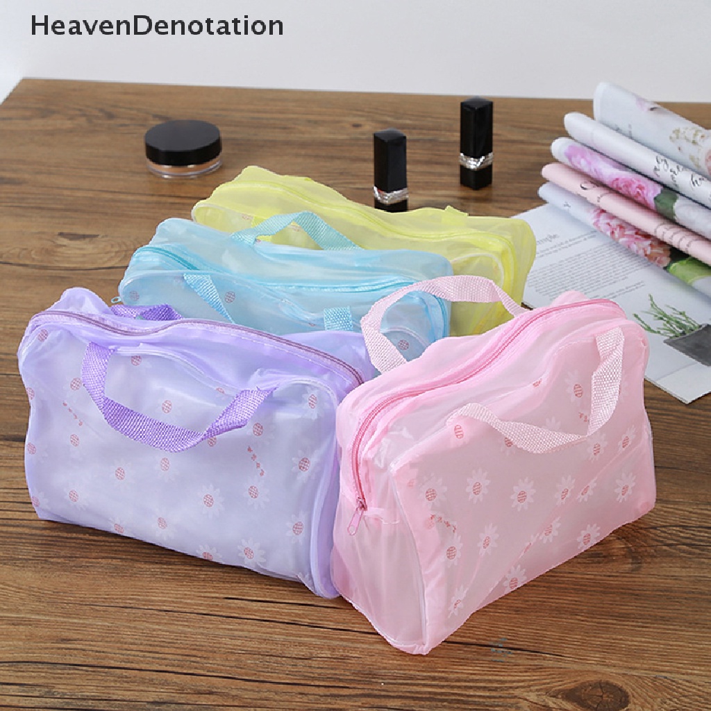 [HeavenDenotation] 1pc Tas Kosmetik Transparan PVC Tas Makeup Bening Untuk Wanita Gadis Tahan Air Ritsleting Beauty Case Travel Toiletry Bags Handbag HDV