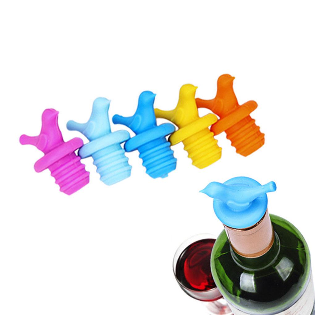 4pcs Stopper Anggur Gaya Burung Tahan Air Silikon Tutup Botol Wine Pourer Stoppers Penyegelan Yang Bagus Tahan Tarik Kuat