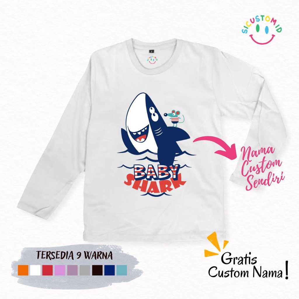 TERLARIS BAJU KAOS ANAK TANGAN PANJANG BABY SHARK KARTUN ANAK YOUTUBE