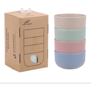 MS4 Mangkok Makan Set 4pcs Wheat Straw Bowl Warna Warni Jerami Gandum Mangkok Set 4pcs Wheat Straw/M