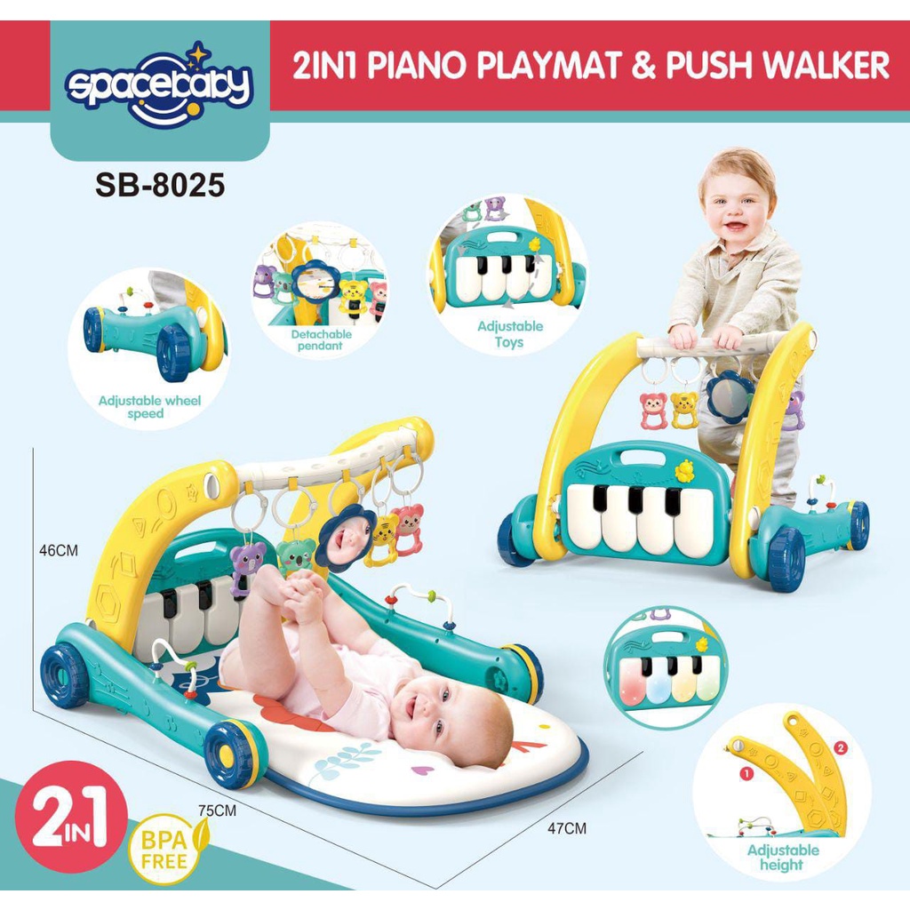 Mycoolcell ( Plymt-Sb 8025 ) Space Baby Piano Playgym & Push Walker Sb - 8025 2In1-Sb 8024