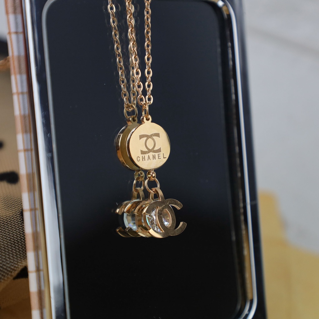 Kalung dan Anting C hoop titanium anti karat harga grosir bisa COD