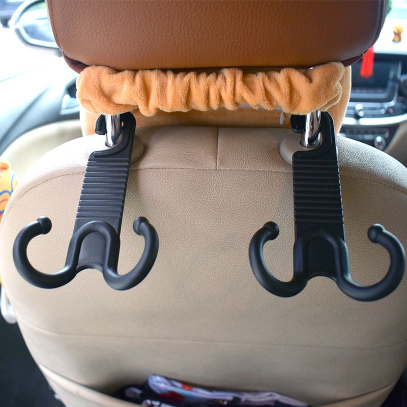 1pasang Aksesoris Interior Mobil Tas Tangan Minuman Kait Kursi Belakang Gantungan Tersembunyi Multi-Fungsi Double-Hook Hanger Hook Universal Car Seat Headrest Storage Hooks