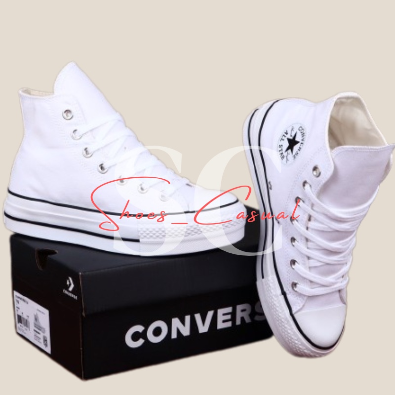 Sepatu Converse All Star Hitam Tinggi 70s chuck taylor sneaker pria dan wanita canvas tali sepatu sekolah, sepatu kerja