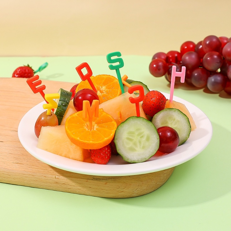 1set Garpu Makanan Hias Bento Lucu 26huruf Fruit fork Kreatif Pesta Ulang Tahun Anak Bento Box Aksesoris Fruit Dessert Hias Stick Mini