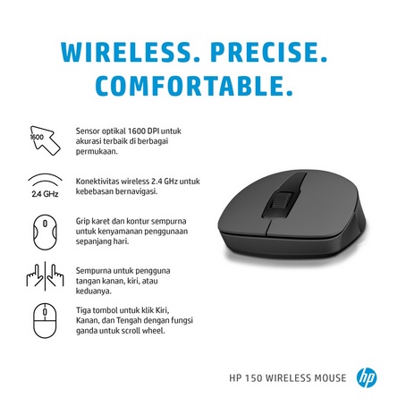 ITSTORE Hp 150 Wireless Mouse With Ergonomic Design 1600Dpi / mouse wireless HP-150 . MOUSE WIRELESS HP150