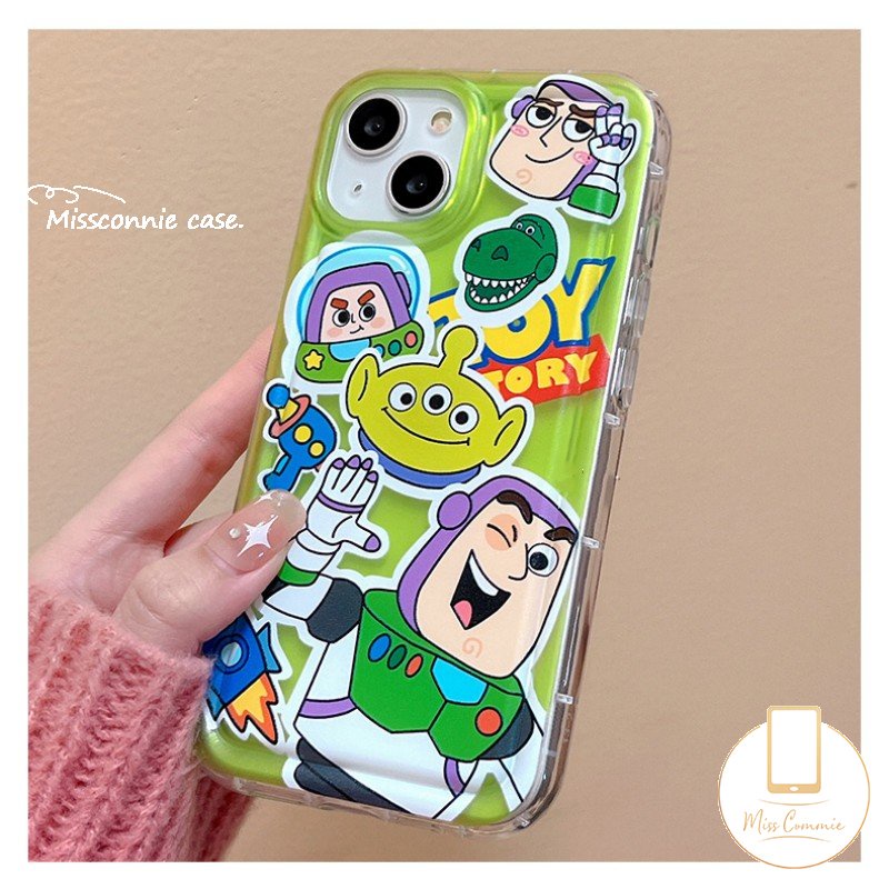 Cute Strawberry Bear Manyo Case Kompatibel Untuk iPhone 7Plus XR 11 13 12 14 Pro Max X XS Max 6 7 6s 8 Plus SE 2020 Kartun Toy Story Buzz Lightyear Shockproof Airbag Soft Tpu Cover