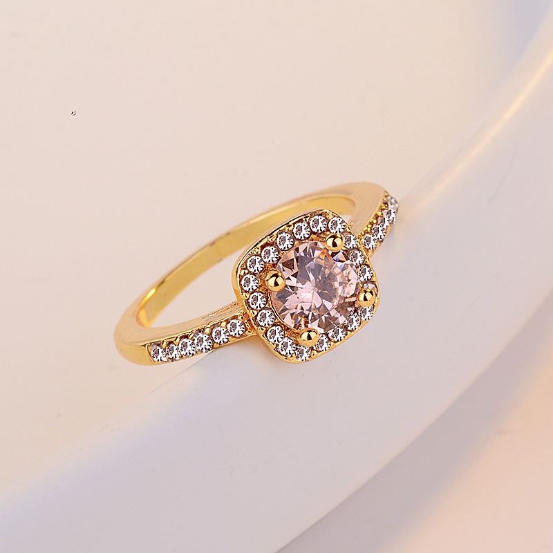 Goldkingdom Aksesoris Perhiasan Fashion Ready Stock Cincin Kawin Berlian Euro-american Ungu Pink Champagne Untuk Wanita