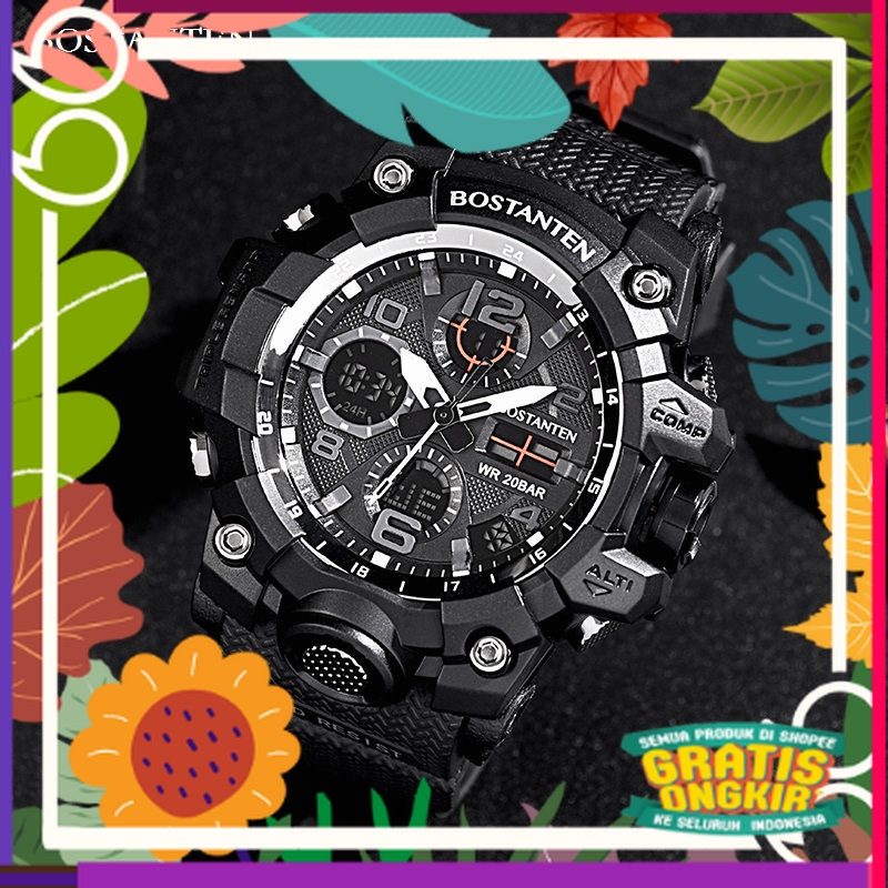 BOSTANTEN ORI Multifungsi Jam Tangan Pria （Digital  Mekanik ）Water Resistant 50M / lucu santai