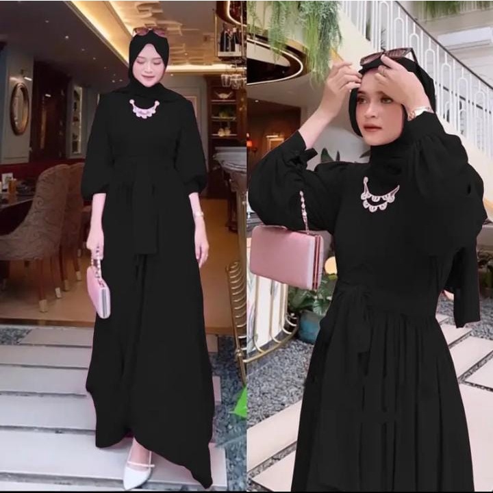 (AMD) GAMIS FLORIDA TALI BUSUI DRESS LAYER ATASAN WANITA CERUTY PREMIUM