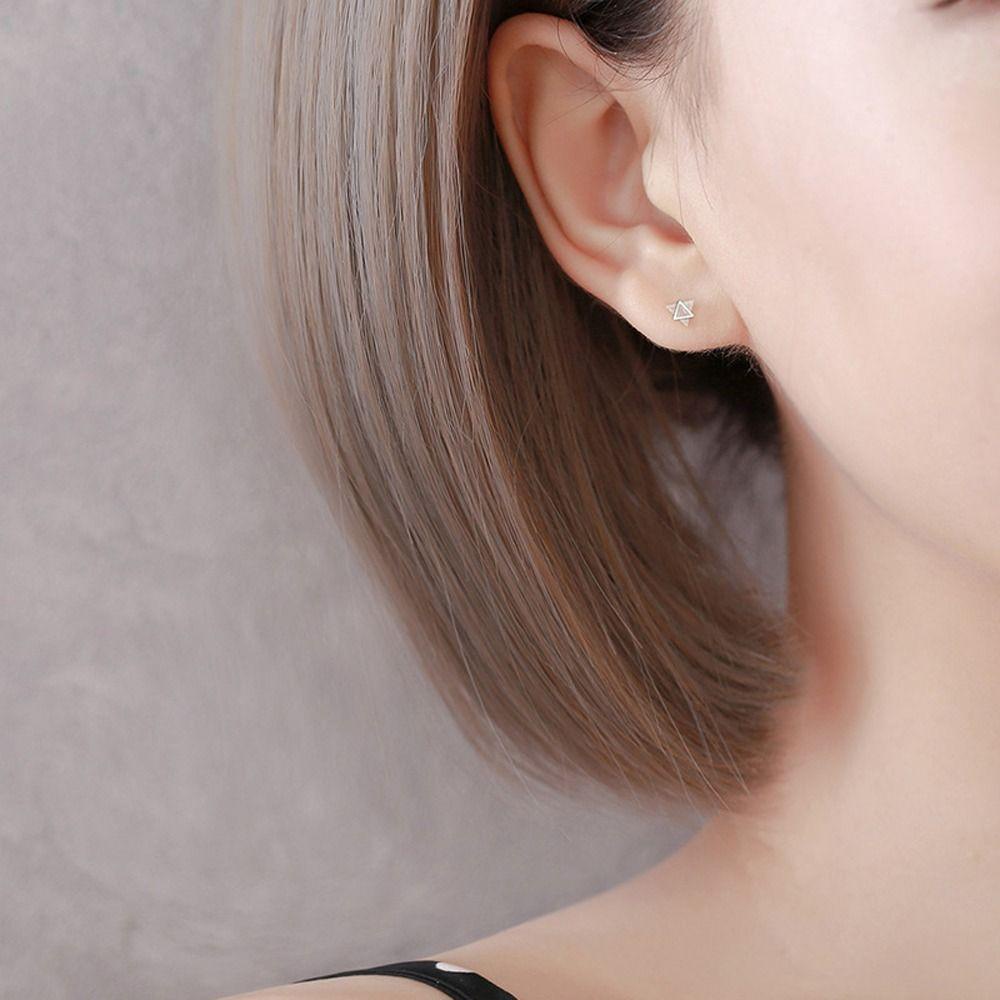 MXBEAUTY Wanita Anting Trendi Temperamen Halus Fashion Perhiasan Niche Desain Geometris Tembaga Zirkon Gaya Korea Earrings