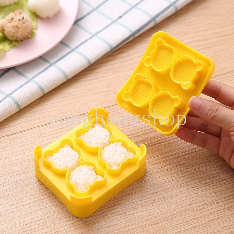 3pcs / set Cetakan Nasi / Onigiri / Sushi / Bento Bentuk Beruang Mini DIY