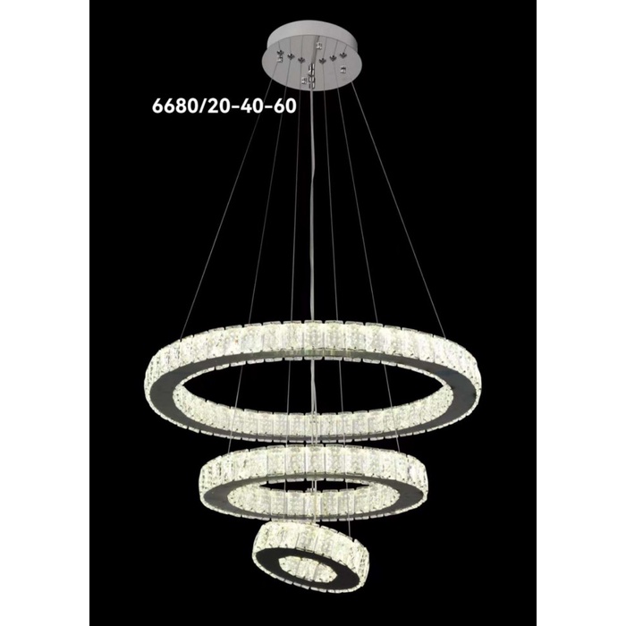 Lampu gantung hias kristal ring model susun