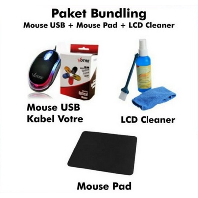 IT STORE Paket Mouse Kabel USB Votre km-309 votre km309 votre km 309 Mousepad polos murah cleaner 3in1 kuas