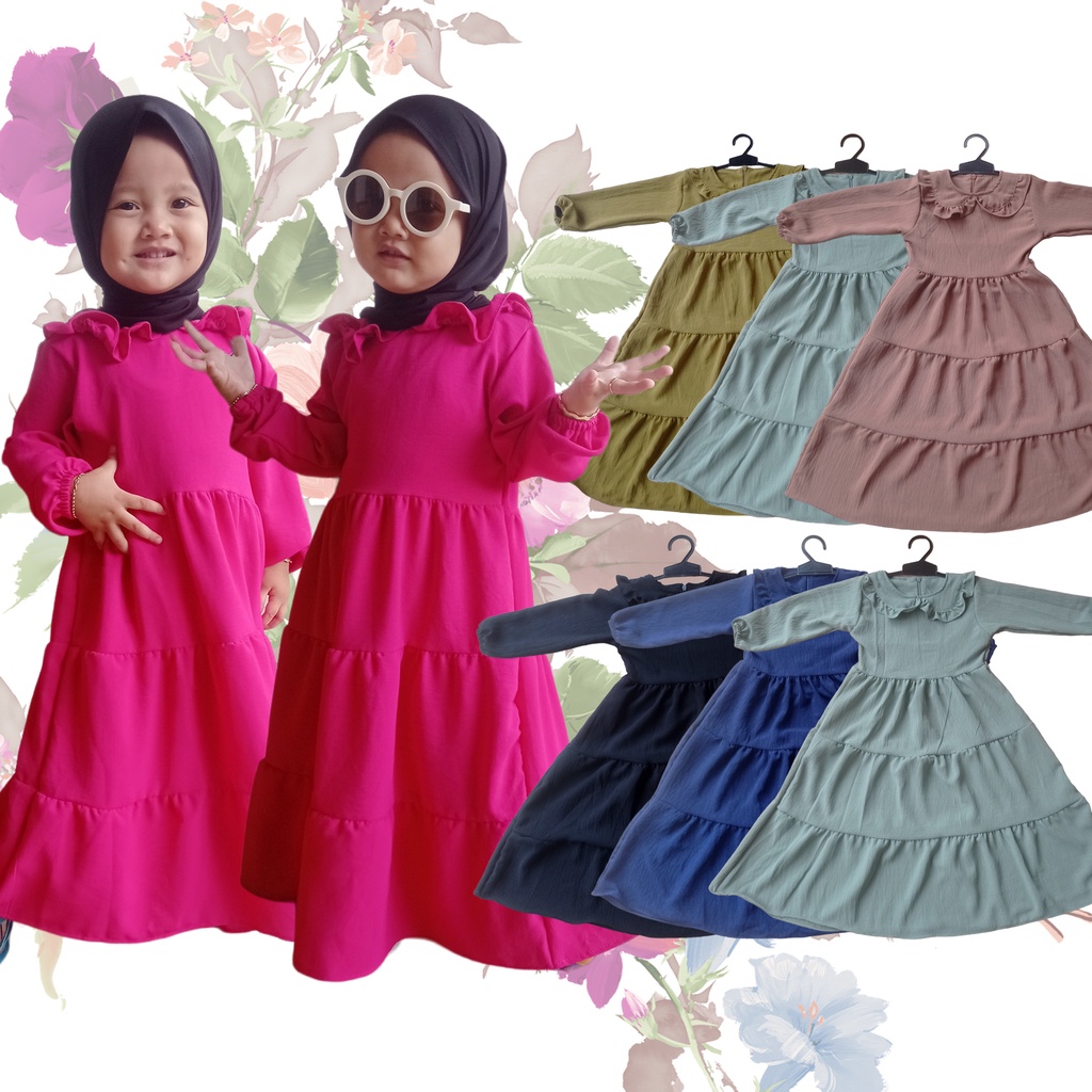 khandza dress-gamis anak kerah korea-maxxy maksi dress anak- dress anak 3 sampai 8 tahun - cringkle 