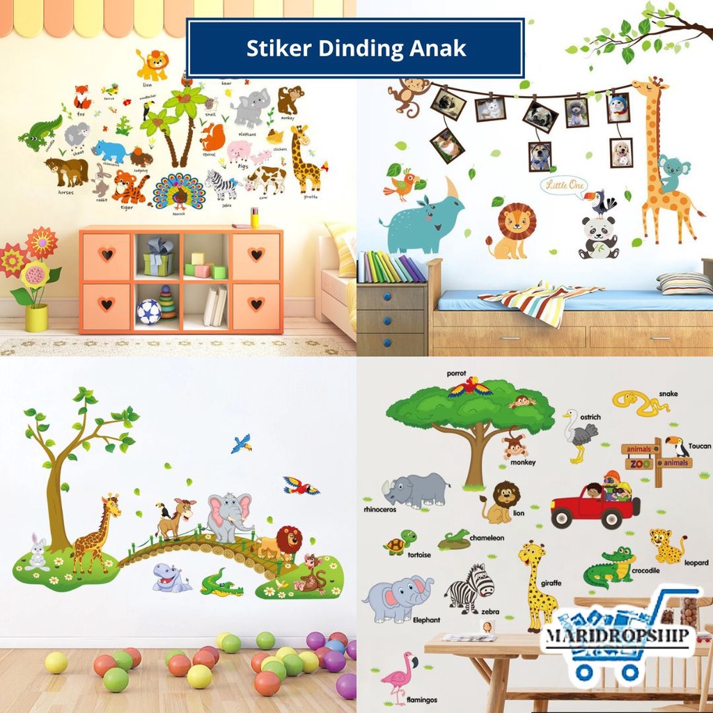 STIKER DINDING ANAK GAMBAR HEWAN WALL STIKER ANIMAL STUDI DTIKER