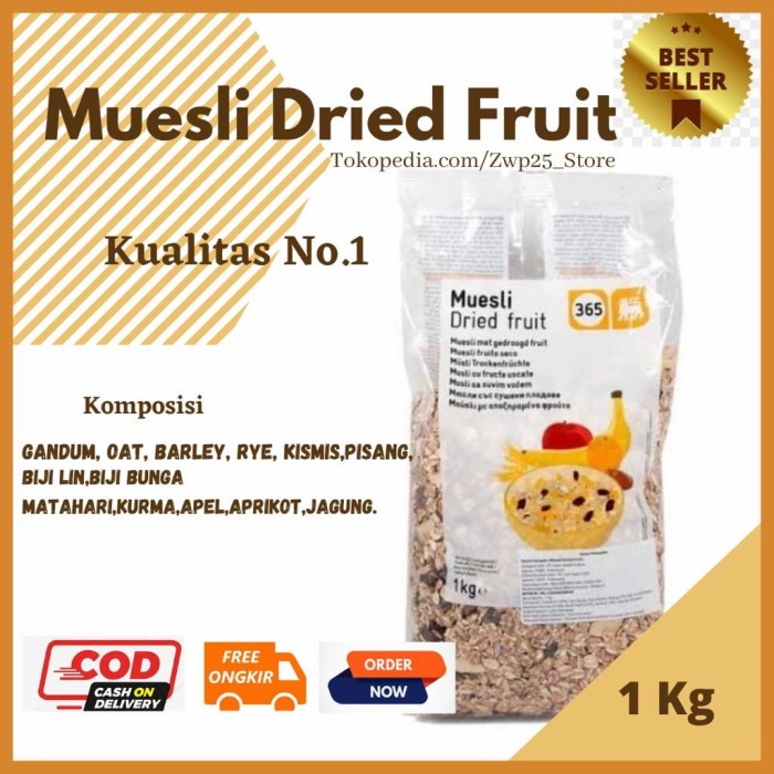 

Muesli Dried Fruit 365 1kg l Sereal Sarapan l Vegan Food
