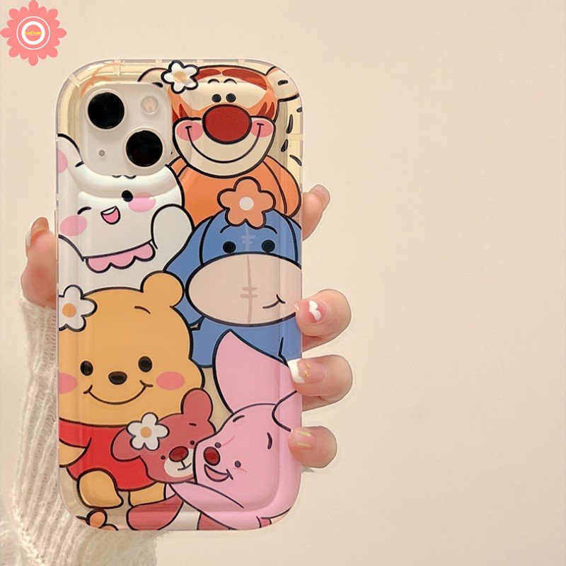 IPHONE Case Beruang Winnie The Pooh Kartun Lucu Kompatibel Untuk Iphone11 12 13 14 Pro Max7 8 Plus XR XS Max X6 6s Plus SE 2020 Shockproof Airbag Lembut TPU Full Penutup Belakang