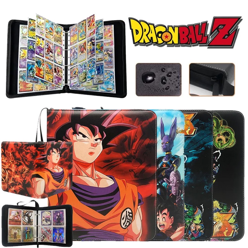 3x3 900 Pcs Kartu Holder Dragon Ball Anime Game Binder Card Holder Kelas Atas Bahan PU Son Goku Kakarotto Zipper Album Buku Kapasitas Koleksi Folder Mainan Anak Hadiah