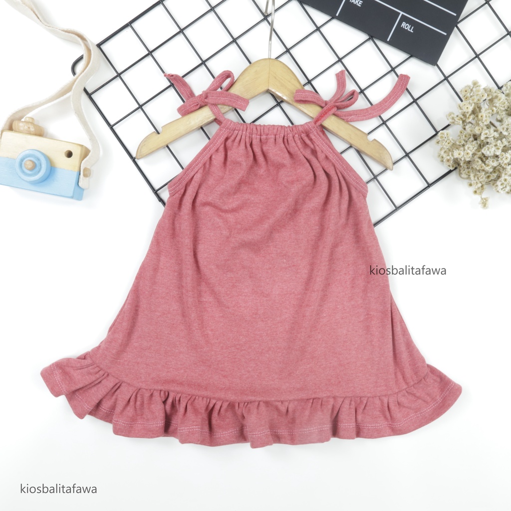 Dress Valentina uk 1-3 Tahun / Dres Anak Perempuan Baju Tanktop Anak Polos Pakaian Atasan Cewek Babycinnamon