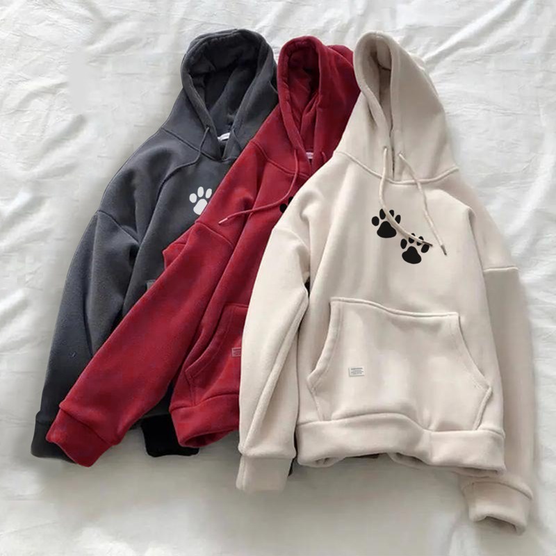 Parisdivarious Sweater Hoodie Jemper Double Tapak Bahan Fleece Size S - XXL (Pria &amp; Wanita)