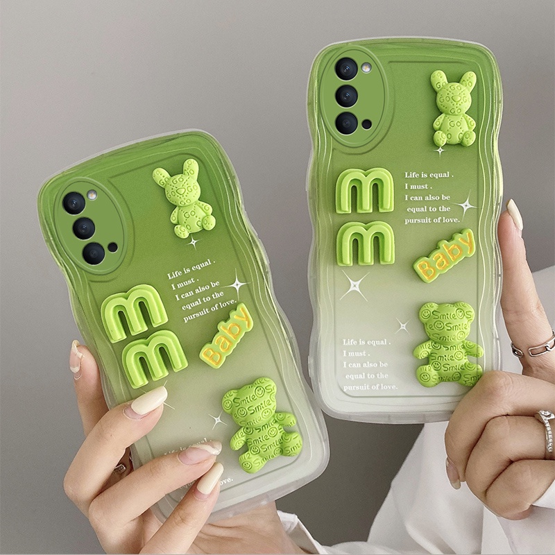 Gloden tree Phone Case Untuk OPPO Reno4 4G Casing Ponsel 3D Alphabet Bear Pelindung Kamera Pelindung Penutup Belakang Couple Case