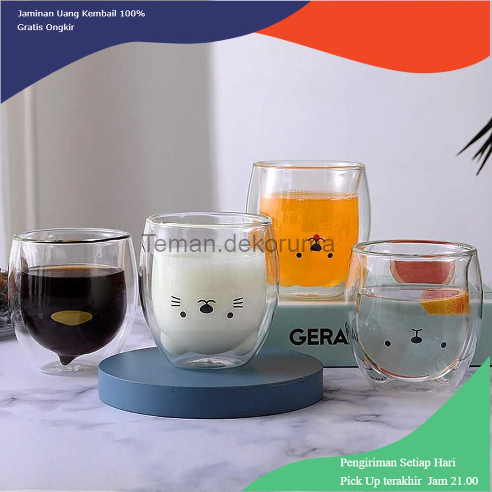 TD - GLS LETUZI Cangkir Kopi Anti Panas Doublewall Glass 250ml