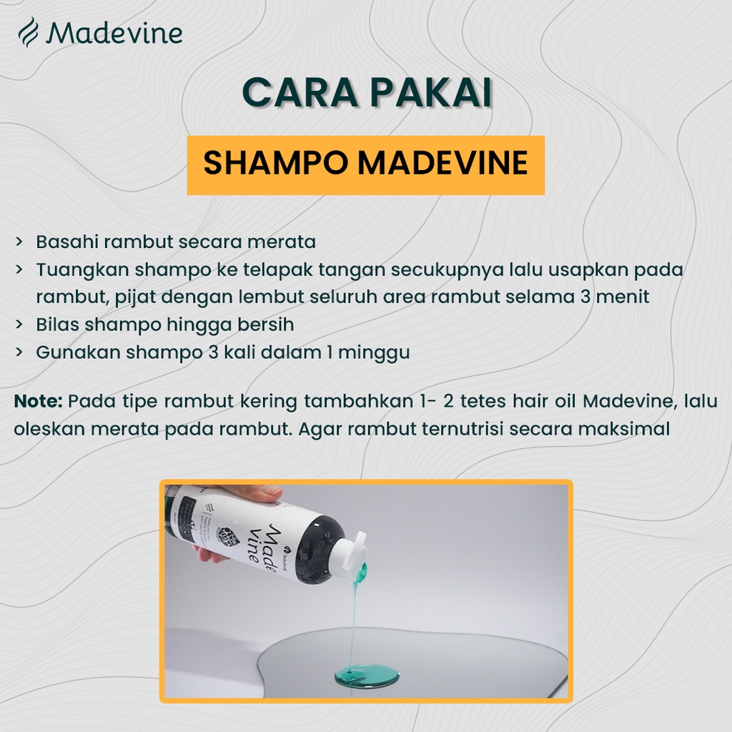 Madevine Shampoo - Shampoo Penumbuh Rambut &amp; Perawatan Rontok, Rusak, Bercabang | Sudah BPOM