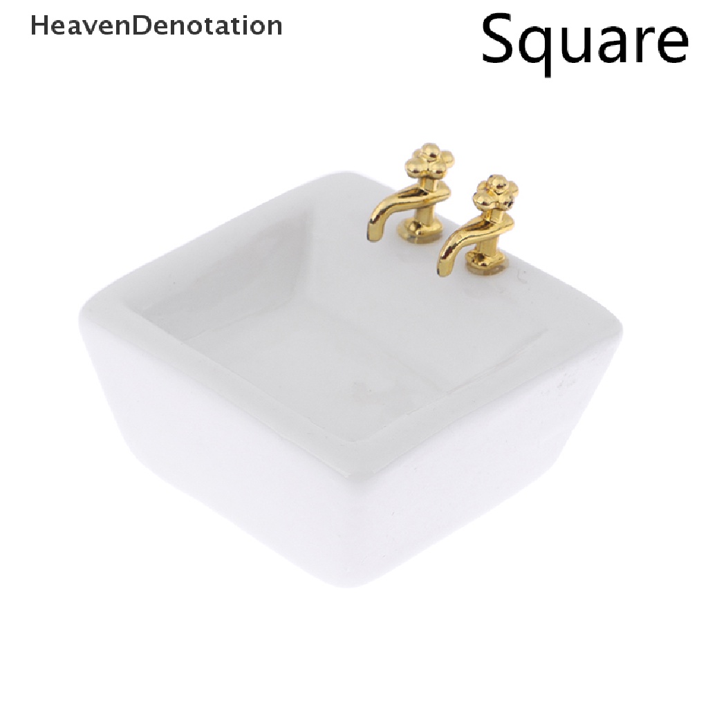 [HeavenDenotation] 1: 12 Dollhouse Miniature Ceramic Wash Basin Bathroom Sink Model Furniture Decor HDV