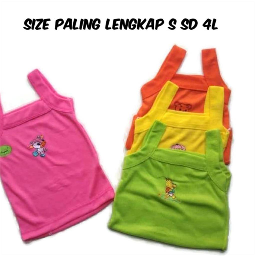 OTS 876 - Kaos Singlet Anak Warna Warni Bordir Dalaman Sablon Motif Lucu Bayi Balita Anak