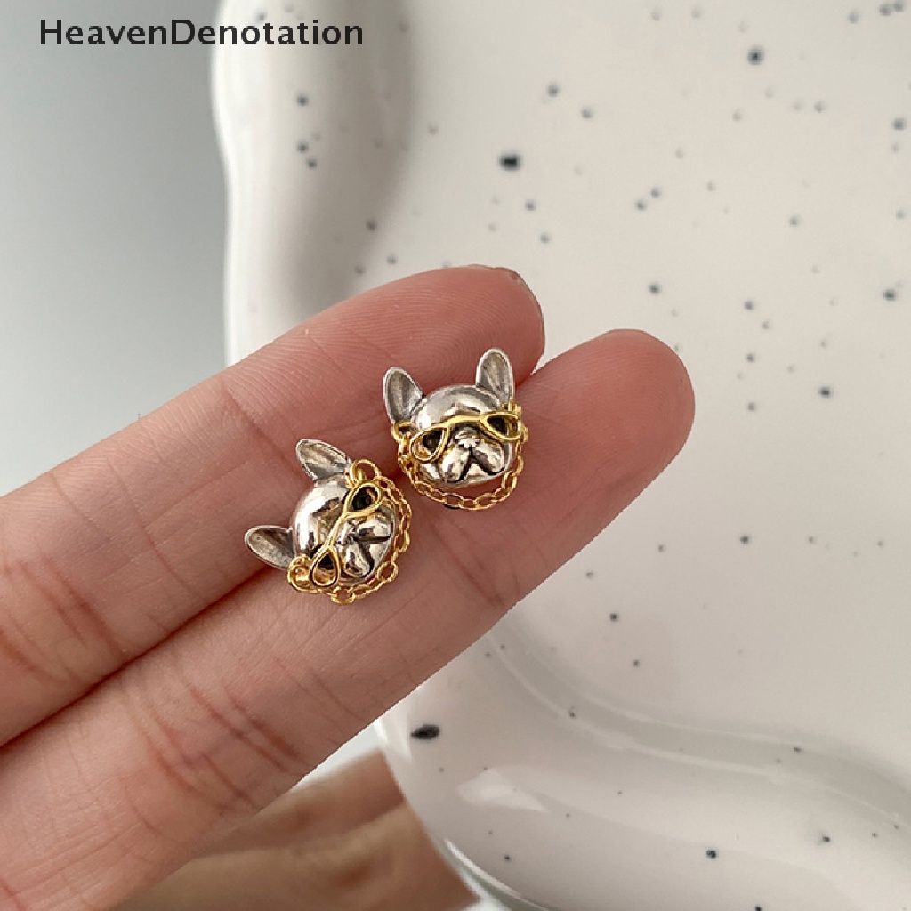 [HeavenDenotation] 1pasang Kreatif Gaya Hip Hop Lucu French Bulldog Stud Earrings Untuk Wanita Gadis Lucu Anting Pesta Perhiasan Hadiah HDV