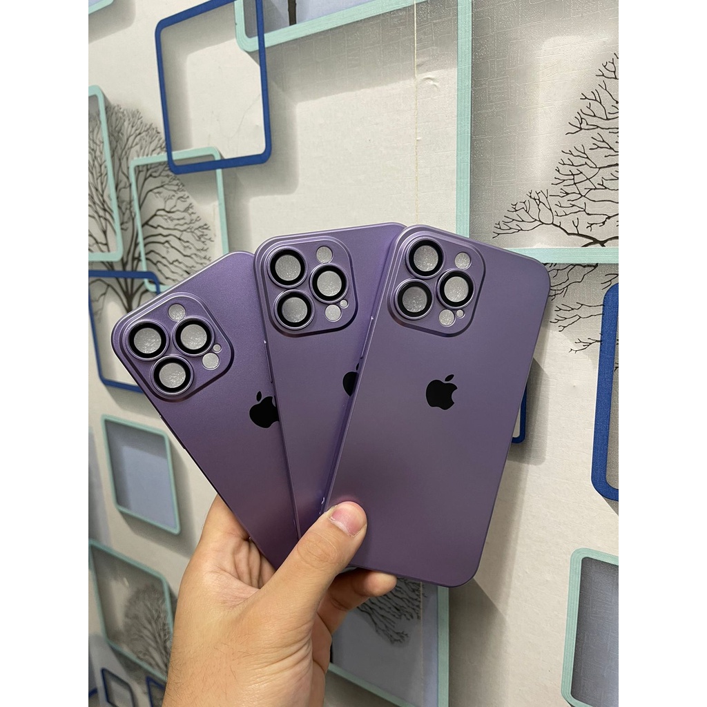 Purple Edition Soft Case Metalic Square iPhone 13 Promax 13 Pro 12 Promax 11 11 Pro X Xr Xsmax 1:1 Metalic Purple Soft + Protector Camera