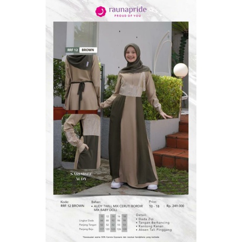 Gamis Remaja Raunapride/ Audy / RRF 12/brown/ dusty/ Hijau
