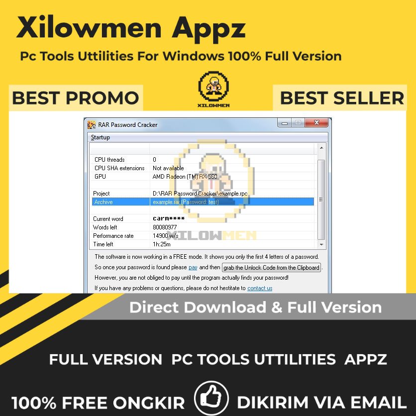 [Full Version] RAR Pass Cracker Pro PC Tools Software Utilities Lifetime Win OS - Software Pemulihan Password RAR