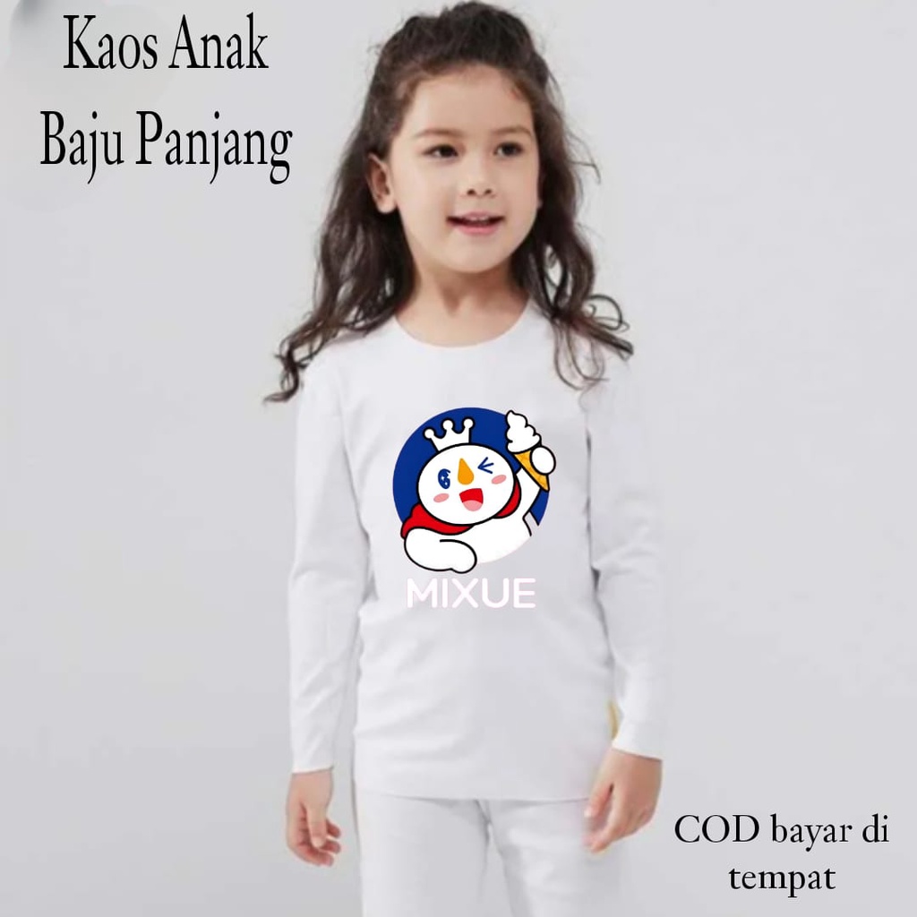 Hzl_outfit Kaos Lengan Panjang Anak Perempuan Motif Mixue/ MIXUE KAOS LENGAN PANJANG ANAK PEREMPUAN