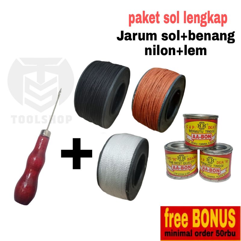 Alat Jahit Sepatu Jarum Benang Sol Lem Aibon