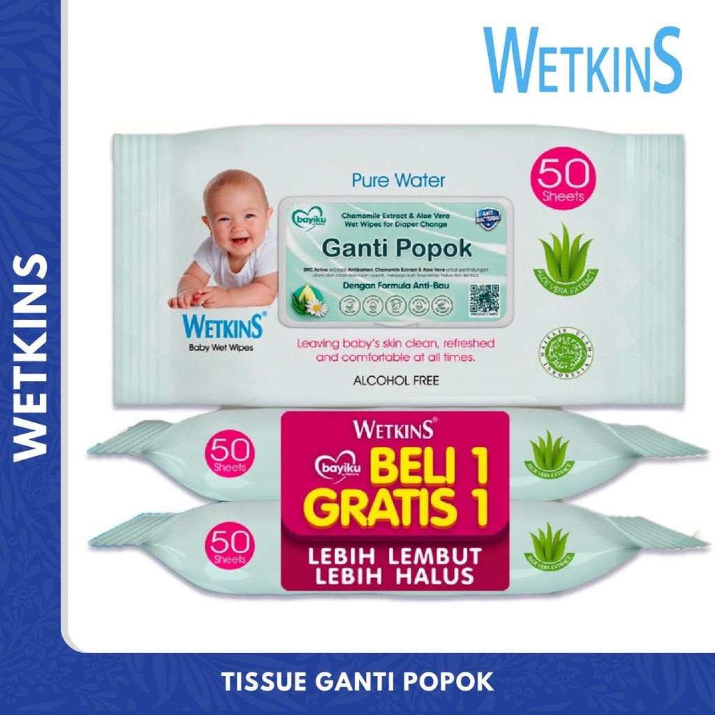 BELI 1 GRATIS 1 Wetkins Ganti Popok Bayi Tisu Basah Ganti Popok Bayi