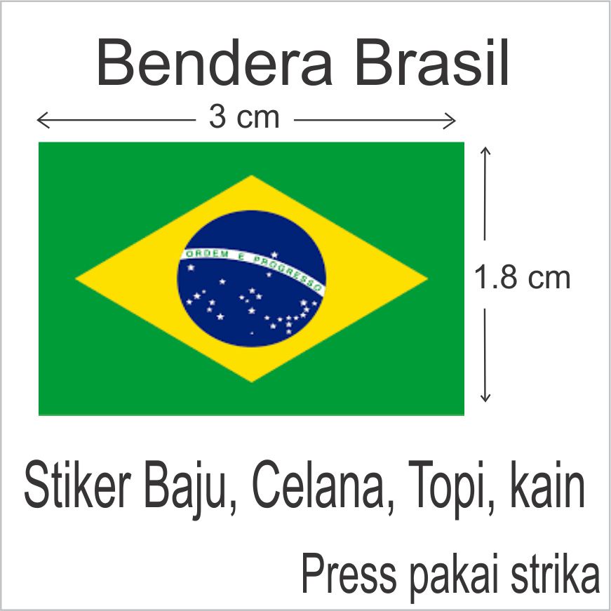 Emblem baju tempel Label Print Bendera Brasil