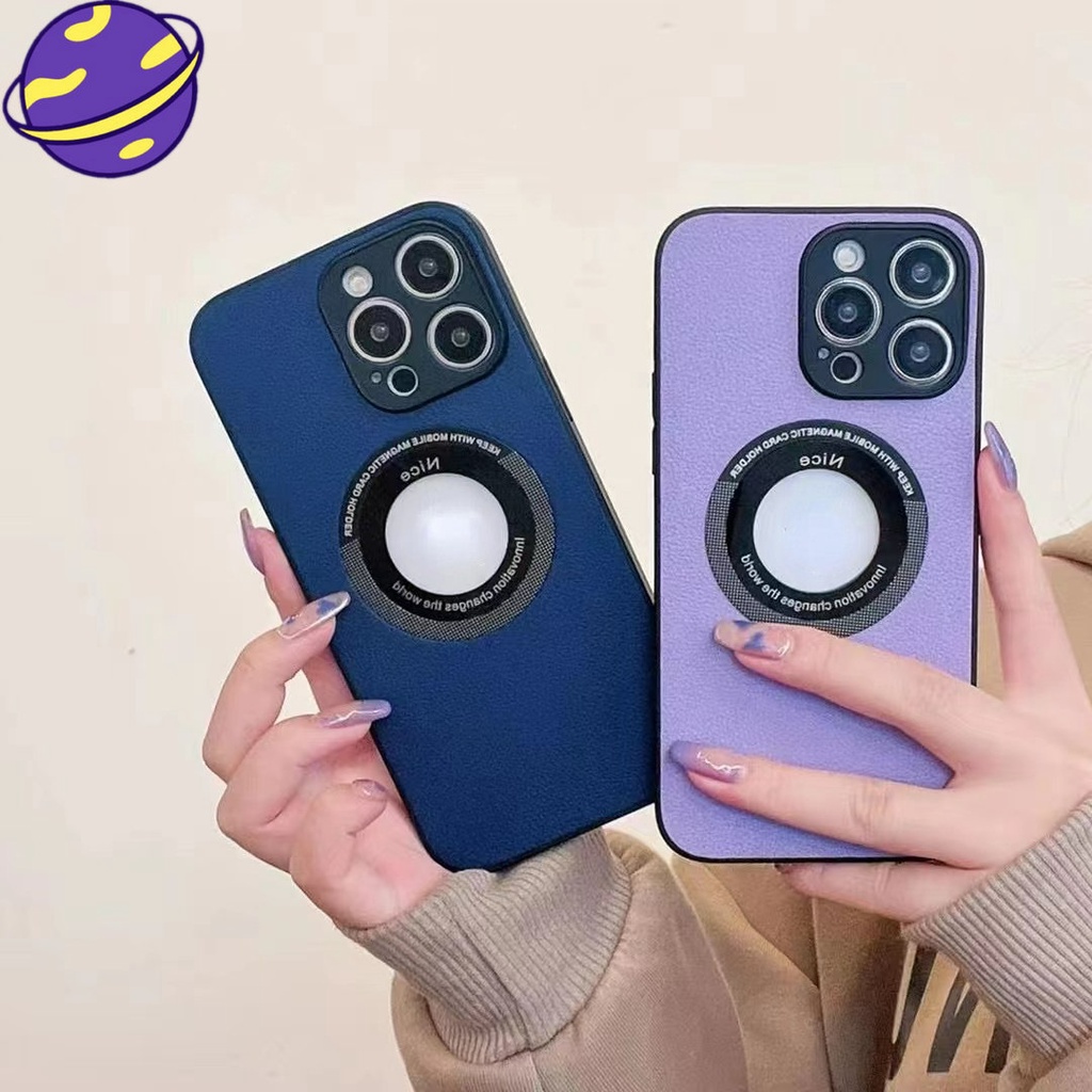 IPHONE Casing Pelindung Suction Magnetik Bahan Kulit Untuk Iphone11 12 13 14 Pro Max14 Plus Missing Label Casing Pelindung Kamera