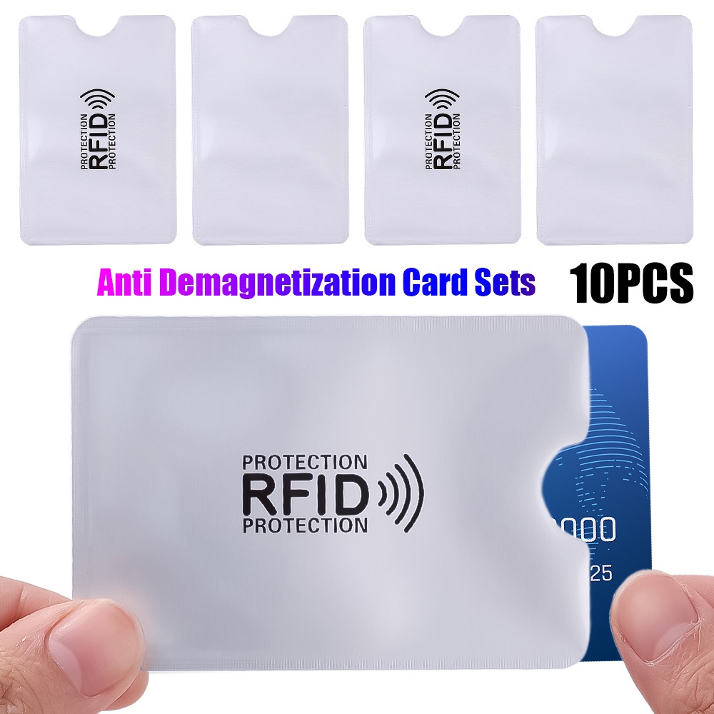 Pelindung Kartu ID Card Swipe Anti Maling Anti-RFID Scanning Shielding Bag 10Pcs Aluminium Foil Anti-Degaussing Bank Card Holder